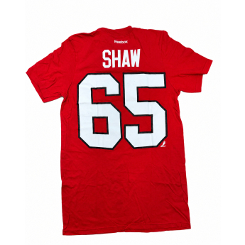 Chicago Blackhawks férfi póló Andrew Shaw #65 NHL Stack Logo Name & Number