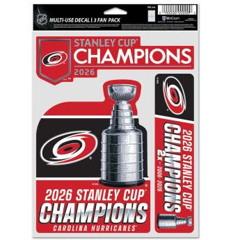 Carolina Hurricanes matrica NHL 2026 Stanley Cup Champions 3 pack Multi Use Decal