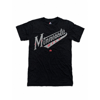 Minnesota Wild férfi póló NHL Majestic Silver Letter