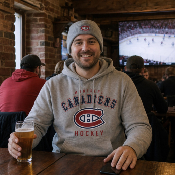 Montreal Canadiens férfi pulóver NHL Heather Gray Logo Pullover Hoodie