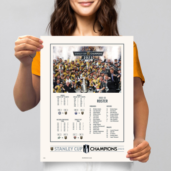 Vegas Golden Knights plakát NHL Stanley Cup Champions 12” x 16” Stats & Roster