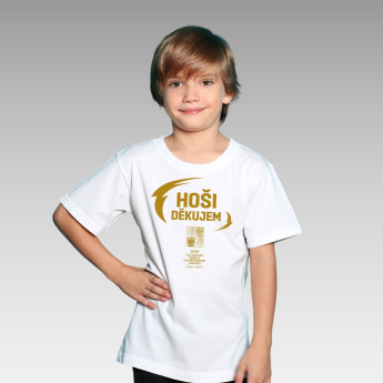 Jégkorong képviselet gyerek póló HOŠI DĚKUJEM Ice Hockey World Championship Czechia MS 2024 GOLD EDITION White