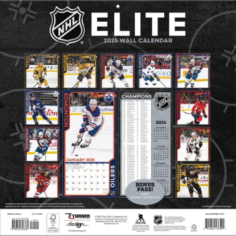 NHL termékek naptár Elite 2025 Wall Calendar