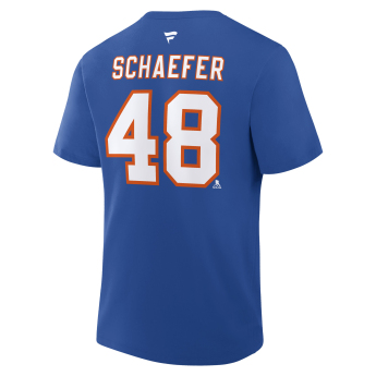 New York Islanders férfi póló Matthew Schaefer #48 Fanatics Authentic Stack Name & Number T-Shirt - Royal