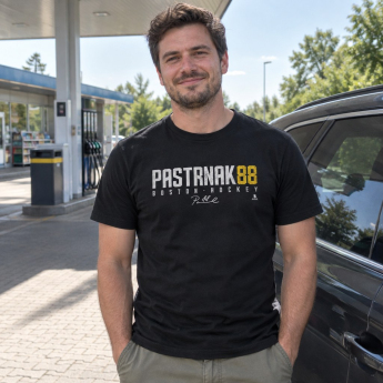 Boston Bruins férfi póló David Pastrnak #88 WHT 500 Level black