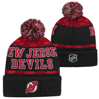 New Jersey Devils gyerek téli sapka Puck Pattern Cuffed Pom