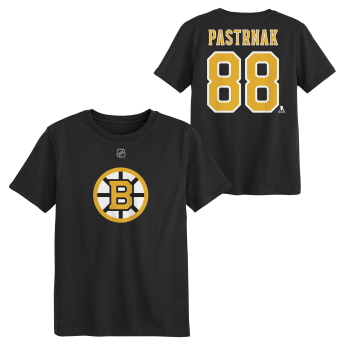 Boston Bruins gyerek póló David Pastrnak #88 NHL Flat Name & Number Short Sleeve