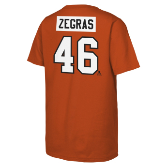 Philadelphia Flyers gyerek póló Trevor Zegras #46 NHL Flat Name & Number Short Sleeve Cotton