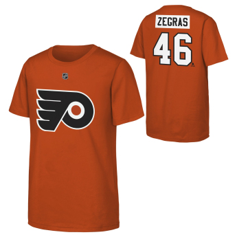 Philadelphia Flyers gyerek póló Trevor Zegras #46 NHL Flat Name & Number Short Sleeve Cotton
