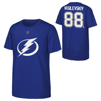 Tampa Bay Lightning gyerek póló NHL Flat Name & Number Short Sleeve