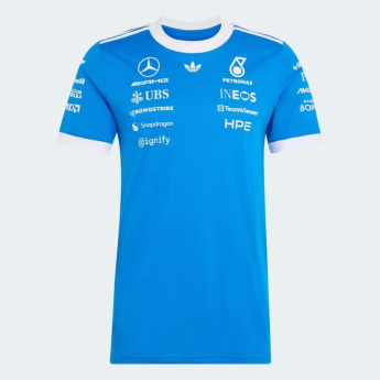 Mercedes AMG Petronas férfi póló F1 Blue with Sponsor Logos - SILVERSTONE 2026 Edition