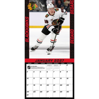 Chicago Blackhawks naptár NHL #98 Connor Bedard 2027 Wall