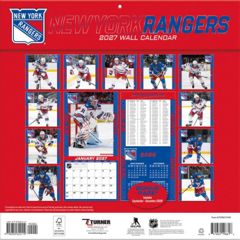 New York Rangers naptár NHL 2027 Wall