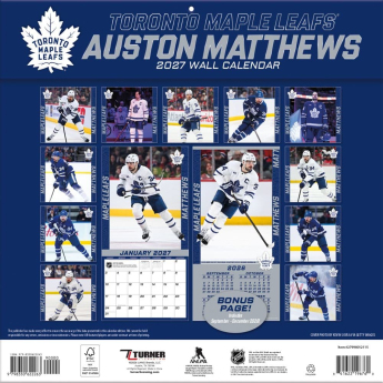 Toronto Maple Leafs naptár NHL #34 Auston Matthews 2027 Wall