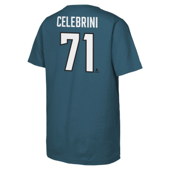 San Jose Sharks gyerek póló Macklin Celebrini #71 NHL Flat Name & Number Short Sleeve Cotton
