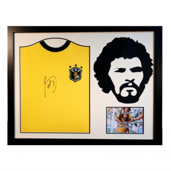 Legendák bekeretezett mez Brasil Socrates Signed Shirt Silhouette