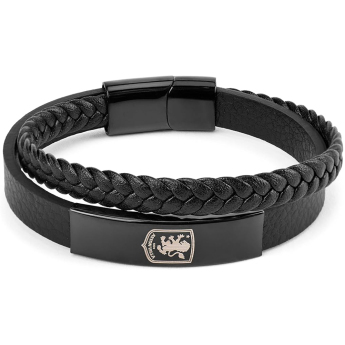 Aston Villa karkötő Black IP Leather Bracelet