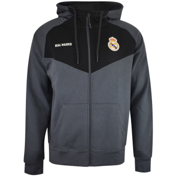 Real Madrid férfi kapucnis pulóver Zip gris