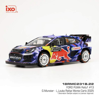 autó és motor modellek model 1/18 Ford Puma WRC Rally Monte Carlo 2025 G. Munster