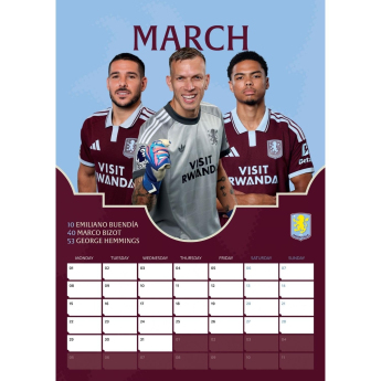 Aston Villa naptár A3 2027