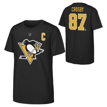 Pittsburgh Penguins gyerek póló Sidney Crosby #87 NHL Flat Captains Name & Number Short Sleeve Cotton