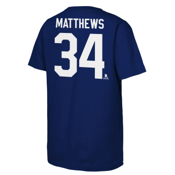 Toronto Maple Leafs gyerek póló Auston Matthews #34 NHL Flat Captains Name & Number Short Sleeve Cotton