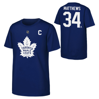 Toronto Maple Leafs gyerek póló Auston Matthews #34 NHL Flat Captains Name & Number Short Sleeve Cotton