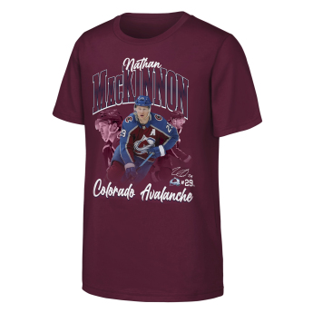 Colorado Avalanche gyerek póló Nathan MacKinnon #29 NHL Triple Pic Player Short Sleeve Cotton