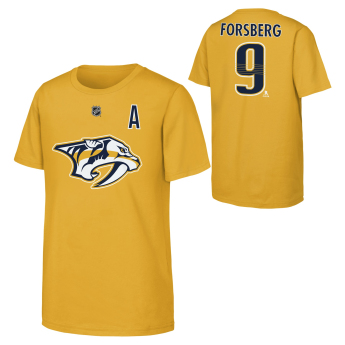 Nashville Predators gyerek póló Filip Forsberg #9 NHL Flat Alt. Captains Name & Number Short Sleeve