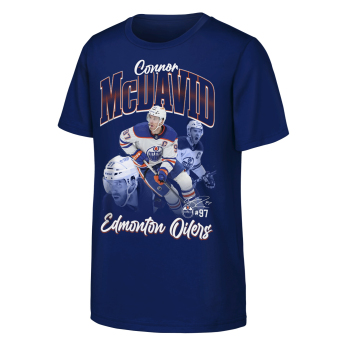 Edmonton Oilers gyerek póló Connor McDavid #97 NHL Triple Pic Player Short Sleeve Cotton