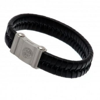 FC Celtic bőr karkötő Single Plait Leather Bracelet