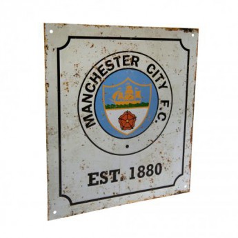 Manchester City fali tábla Retro Logo Sign