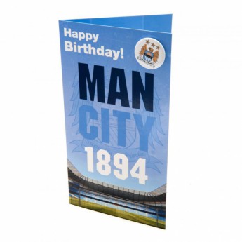 Manchester City születésnapi köszöntő Birthday Card & Badge EST