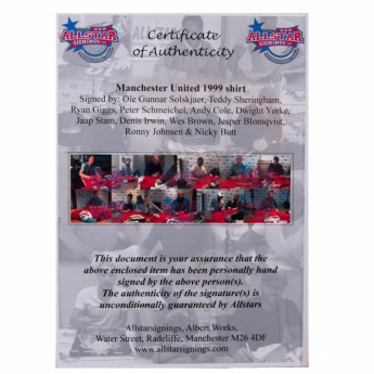 Legendák futball mez Manchester United 1999 Champions League Final Signed Shirt