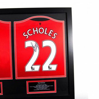 Legendák bekeretezett mez Manchester United Giggs & Scholes Signed Shirts (Dual Framed)