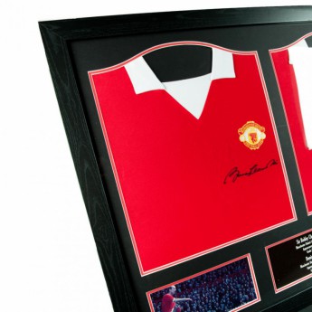 Legendák bekeretezett mez Manchester United Charlton & Law Signed Shirts (Dual Framed)