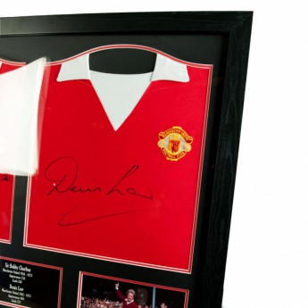 Legendák bekeretezett mez Manchester United Charlton & Law Signed Shirts (Dual Framed)