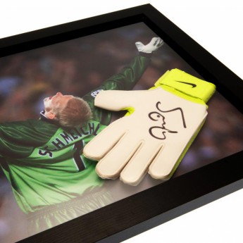 Legendák bekeretezett kesztyű Manchester City Schmeichel Signed Glove (Framed)